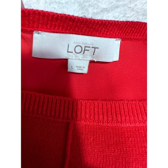 Loft Ann Taylor red long sleeve shirt women size large - Picture 3 of 6